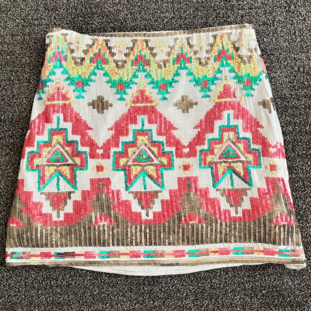 Sequin Aztec Print Mini Skirt